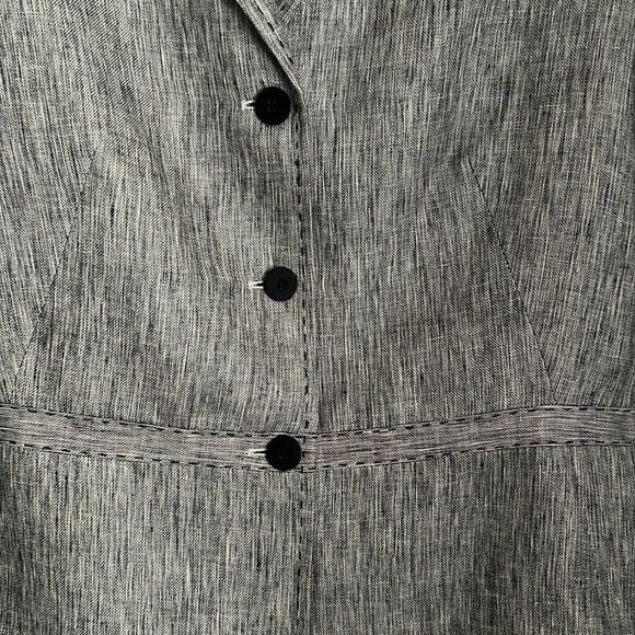 KASPER 100% LINEN GREY/BLACK 3/4 SLEEVE BLAZER SIZE 18‎ - Picture 4 of 13